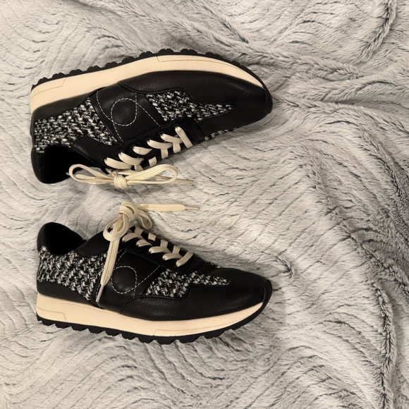 Black and White Sneakers with Cream Laces - Picture 2 of 5